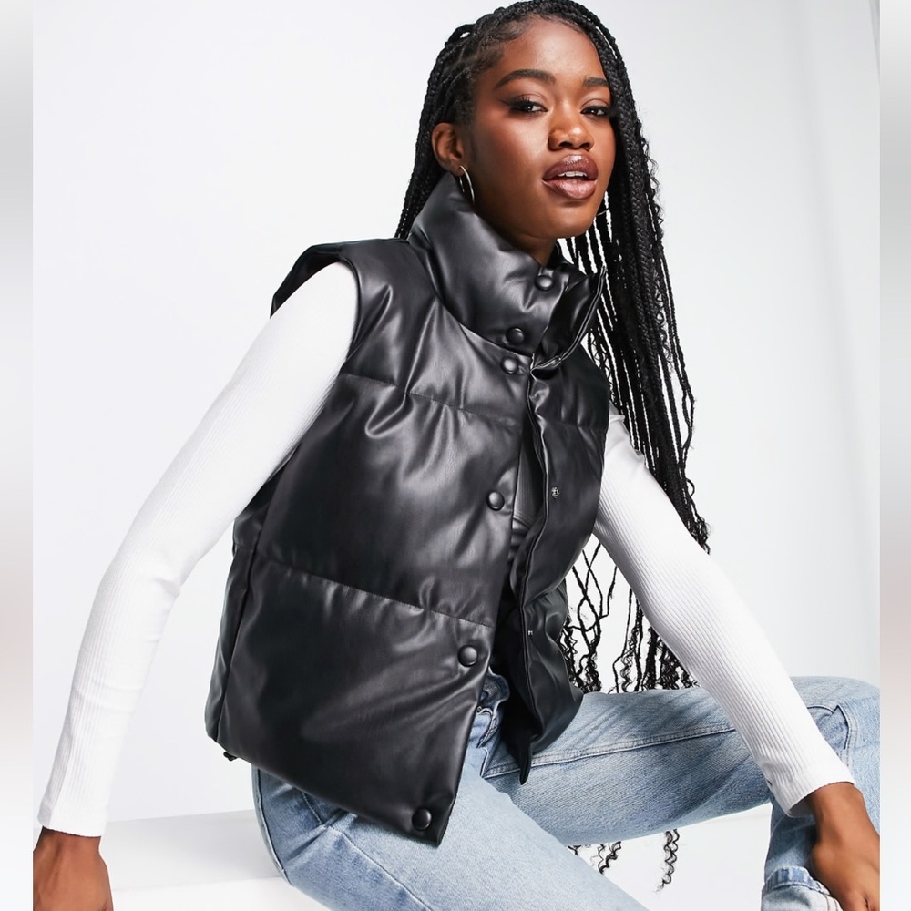 New Look Faux Leather Padded Vest